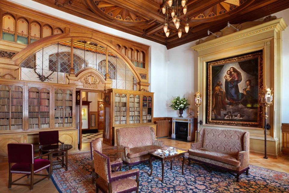 Lounge area at the Badrutt's Palace hotel in Switzerland