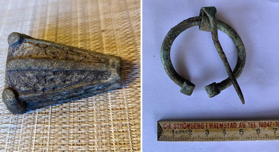 La hebilla tenía la forma de una cabeza de animal (izquierda) y la hebilla en forma de anillo (derecha), ambas de la Era Vikinga, encontradas en Gotland. Andreas Tillema/Museo de Gotland