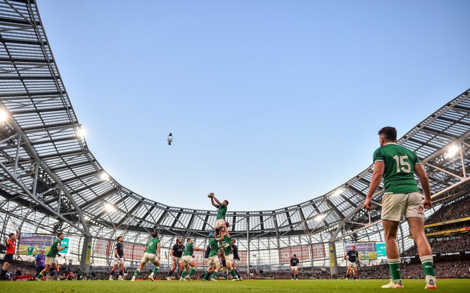 Ireland play Scotland at the Aviva Stadium in Dublin in the 2022 Six Nations