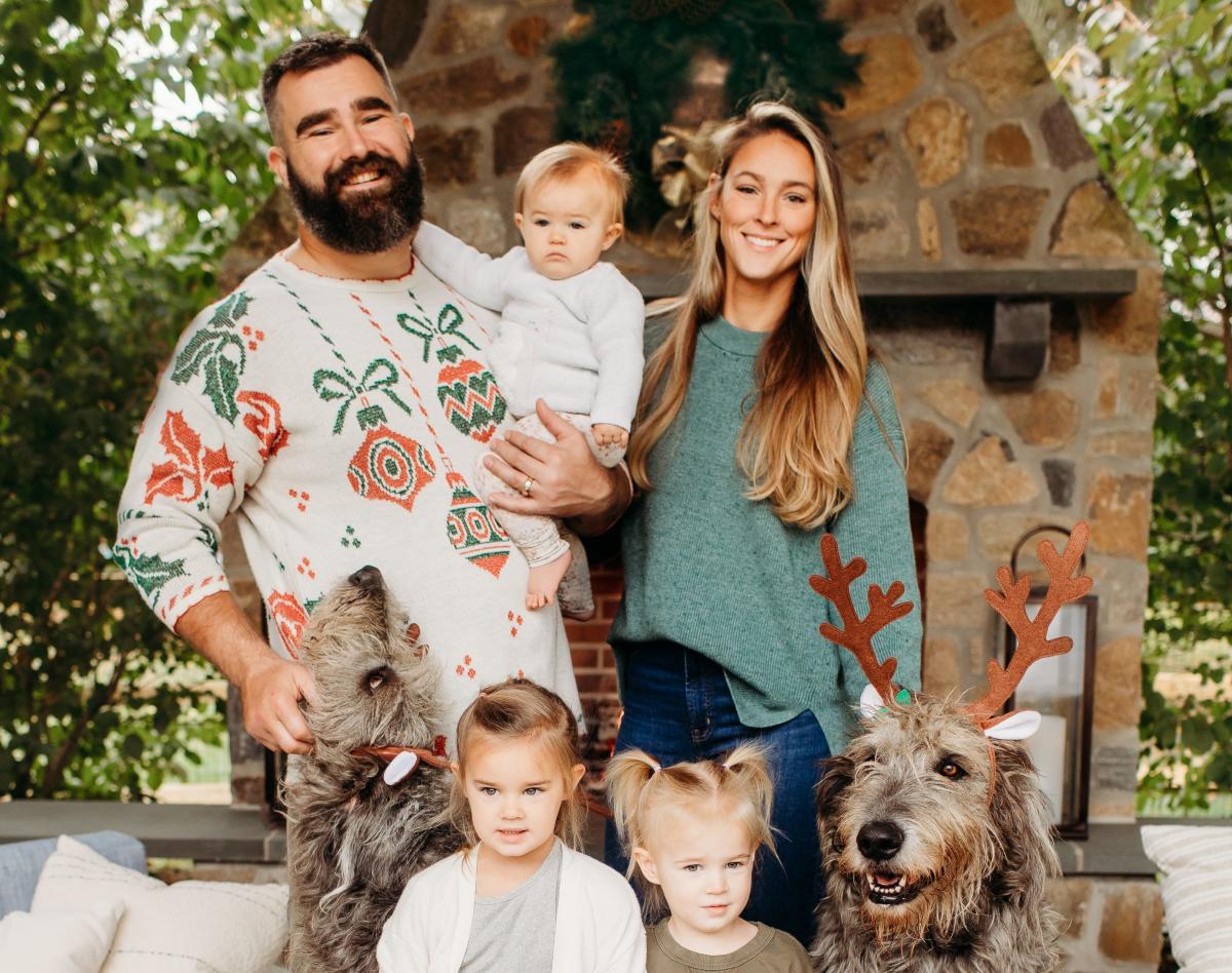 Jason Kelce & Kylie Kelce Had to 'Wrangle' Their Kids For a Holiday Photo &  All Parents Know the Struggle