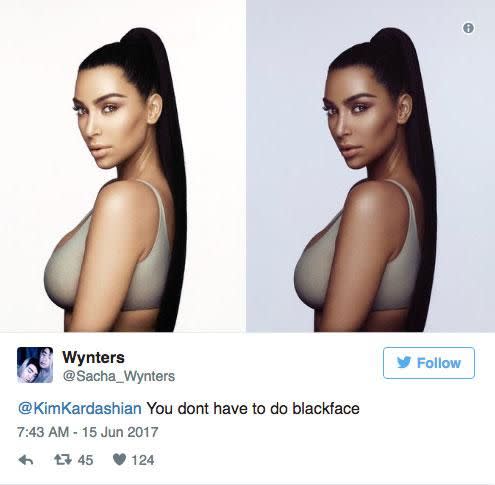 Fans accused Kim of 'blackface'. Source: Twitter