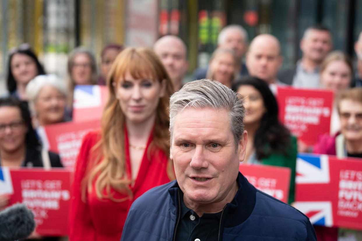 Labour Party Party leader Sir Keir Starmer and deputy leader, Angela Rayner arrive at the Labour Party Conference in Liverpool. Picture date: Saturday October 7, 2023. (Photo by Stefan Rousseau/PA Images via Getty Images)