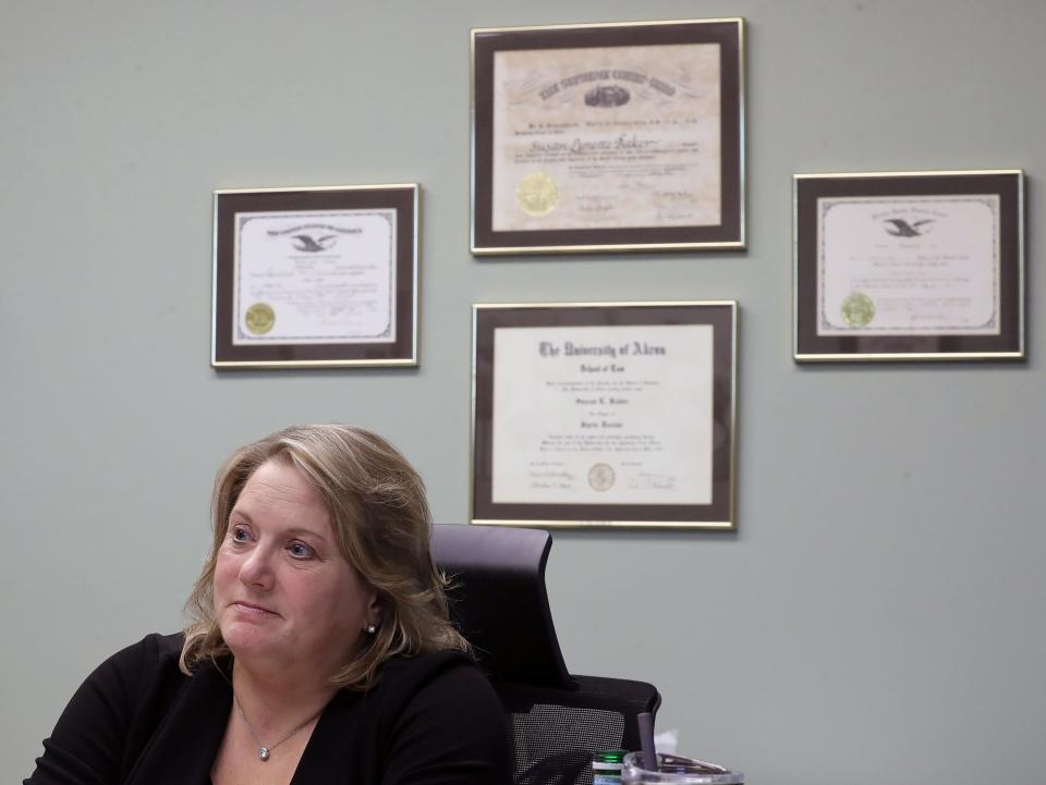 Judge Susan Baker Ross speaks to the Beacon Journal about the grand jury process at the Summit County Courthouse, Tuesday, March 28, 2023, in Akron, Ohio.