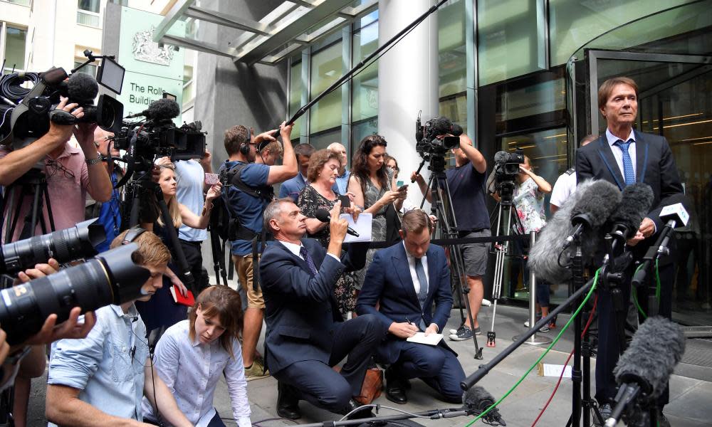 Cliff Richard outside the high court