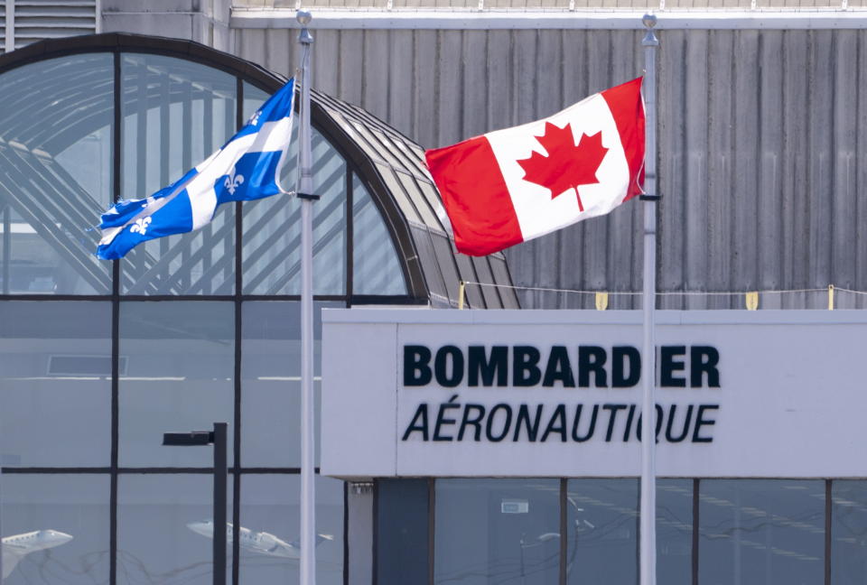 A Bombardier plant is seen in Montreal on Friday, June 5, 2020. Bombardier Aviation is reducing its workforce by about 2,500 employees due to challenges caused by COVID-19. The company said Friday that it had to make the move because business jet deliveries, industry-wide, are forecast to be down approximately 30% year-over-year due to the pandemic. (Paul Chiasson/The Canadian Press via AP)