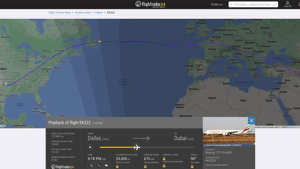 This plane reached a top speed of 777 mph or 675 knots. - Courtesy Flightradar24