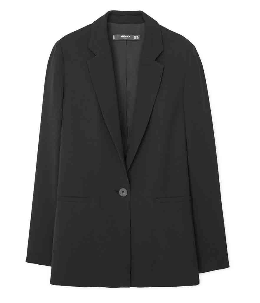 Mango Crepe Blazer in Black