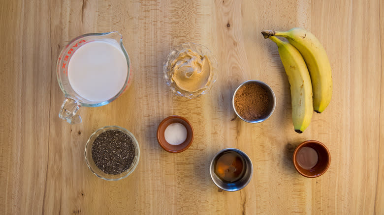 chia pudding ingredients on table