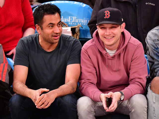 <p>James Devaney/Getty</p> Kal Penn and his fiancé Josh in New York City in March 2019.