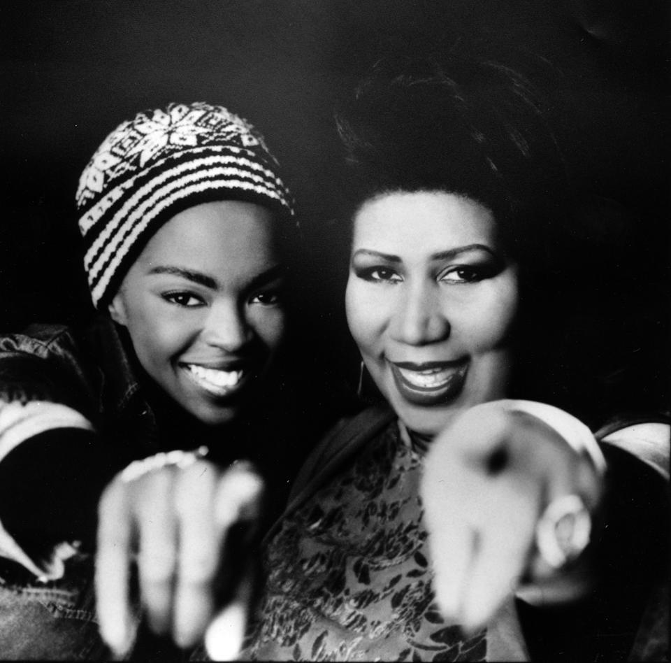 Aretha Franklin with “A Rose Is Still a Rose” producer Lauryn Hill in 1998.