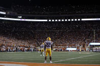 LSU Tigers running back Clyde Edwards-Helaire #22, pauses during the game against the Texas Longhorns Saturday Sept. 7, 2019 at Darrell K Royal-Texas Memorial Stadium in Austin, Tx. LSU won 45-38. ( Photo by Edward A. Ornelas )