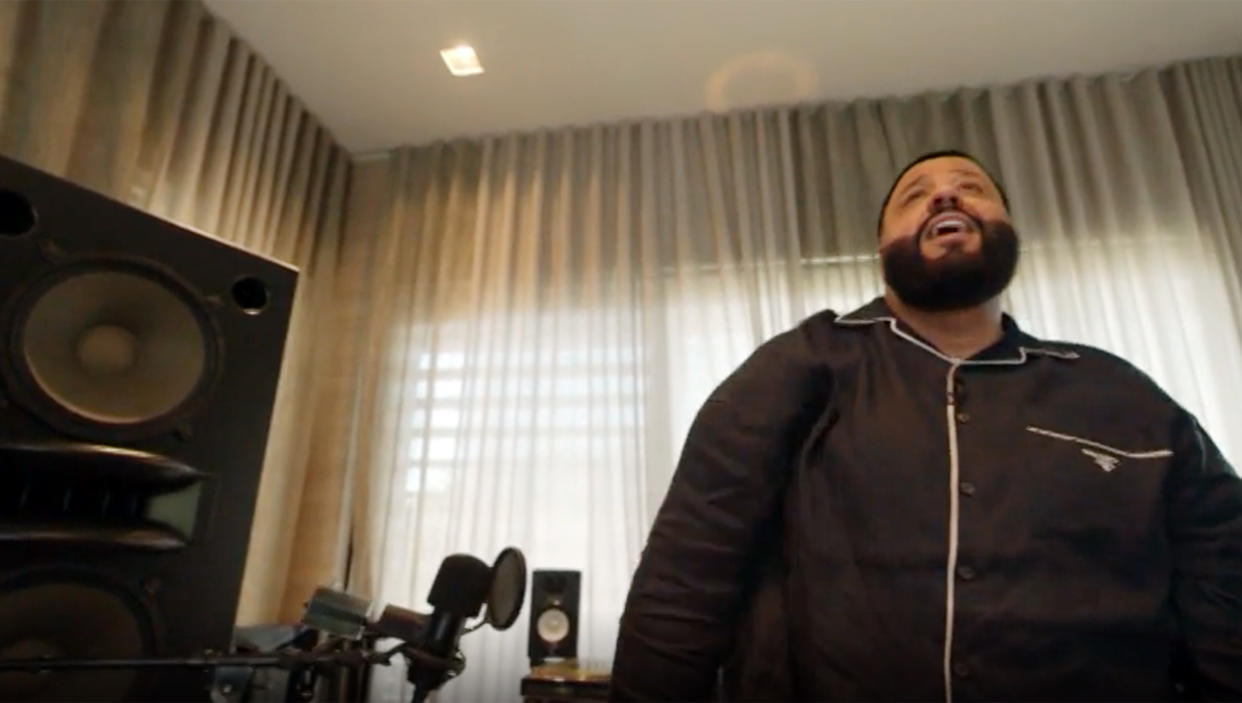 DJ Khaled takes NBC News Anchor Tom Llamas on a tour of his home studio in Miami. (TODAY)