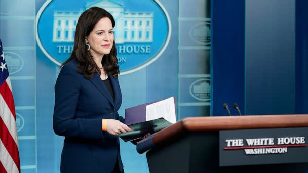 PHOTO: In this March 21, 2022 file photo Anne Neuberger, Deputy National Security Advisor for Cyber and Emerging Technology, arrives to speak at a press briefing at the White House in Washington. (Patrick Semansky/AP, FILE)