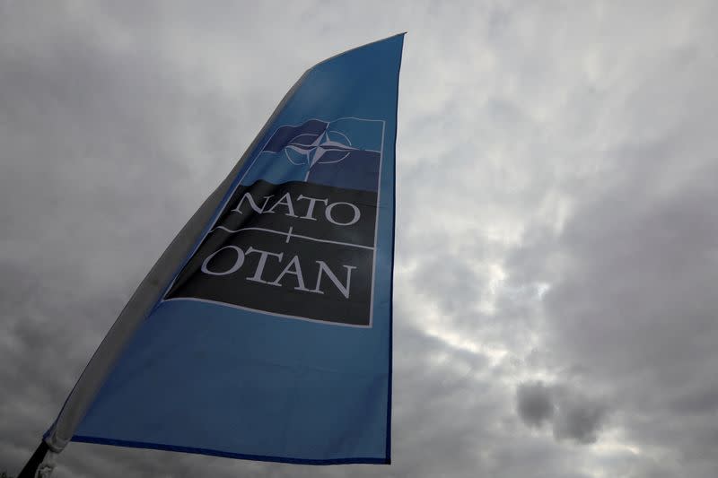 FILE PHOTO: A NATO flag is seen ahead of a summit in Brussels