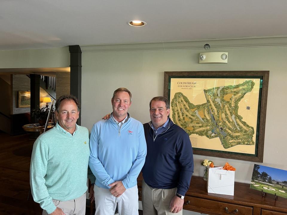 USGA CEO Mike Whan (middle) became a grounds crew member at Coldstream Country Club in Cincinnati when he was a student at Anderson High School. Whan returned to the club on Friday, April 19, 2024, and became an honorary member.