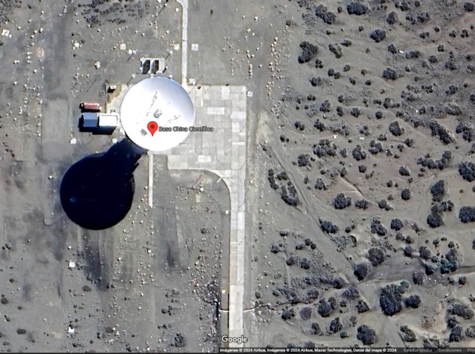 <span>Captura de pantalla de la función satelital de Google Maps hecha el 10 de abril de 2024. Estación de Espacio Lejano de China en Neuquén </span>