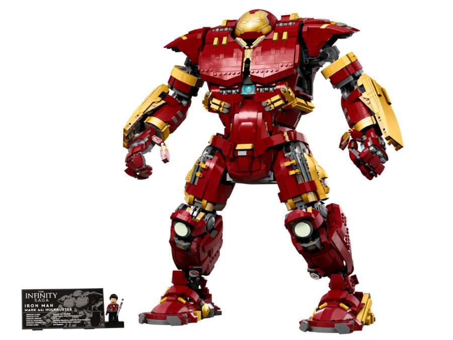 LEGO Hulkbuster with plaque and Tony Stark minifigure
