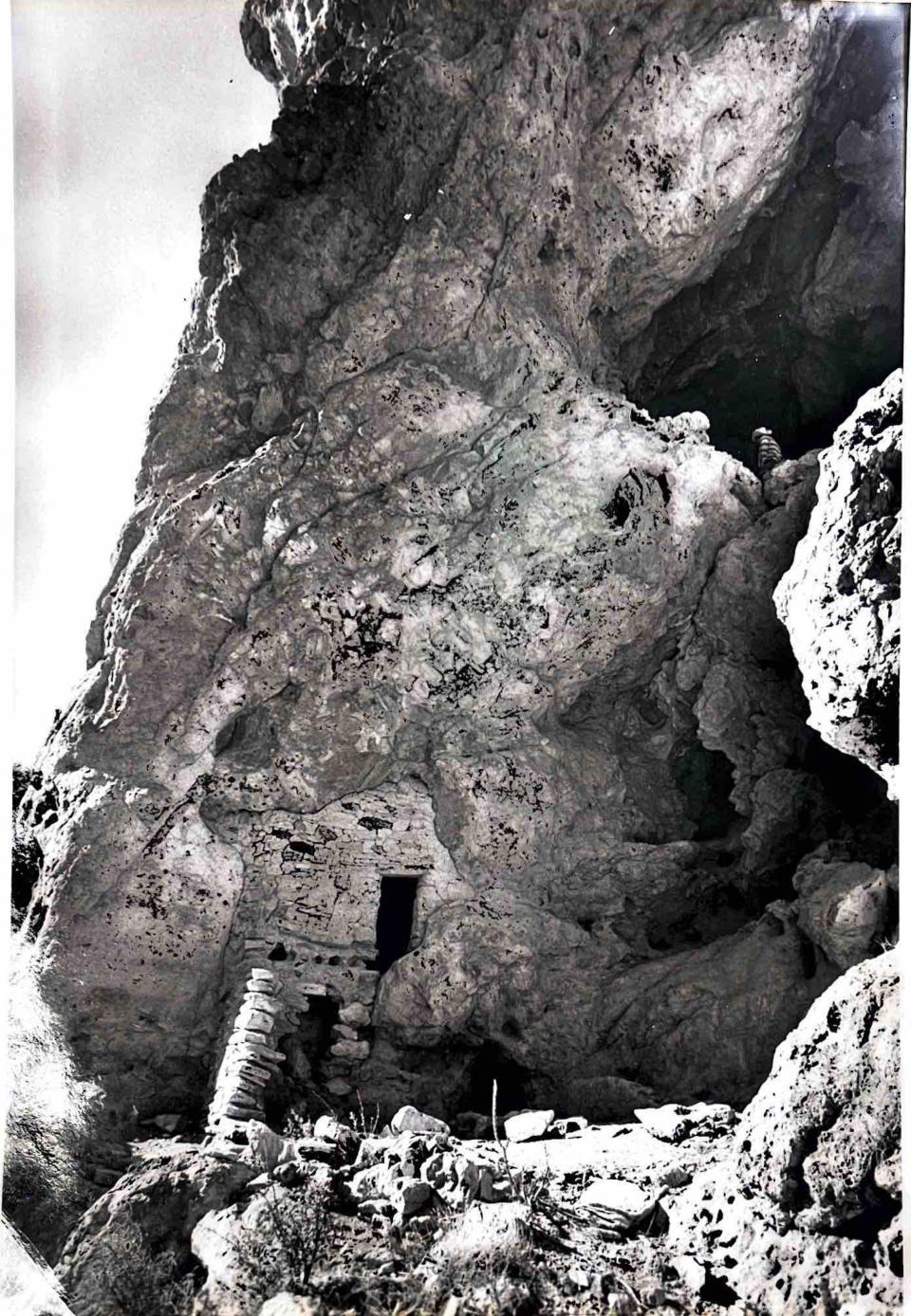 Remenants of a Native American settlement in a canyon in the Supersition Mountains in Feburary 1976.