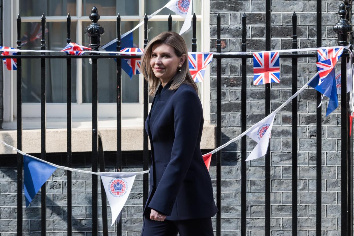 First Lady of Ukraine Olena Zelenska leaves 10 Downing Street after a meeting with wife of British Prime Minister Rishi Sunak Akshata Murtys (Anadolu Agency via Getty Images)