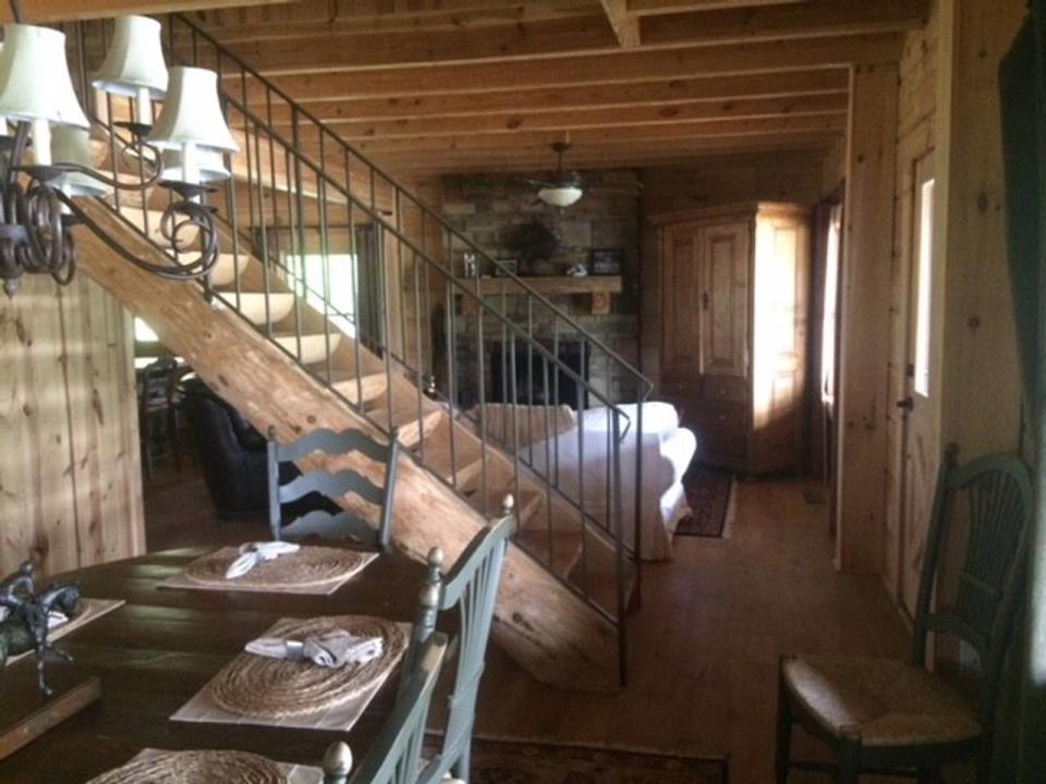 The interior of the cabin doesn't quite match up to those seen on screen, which were presumably shot on a soundstage. (Airbnb)