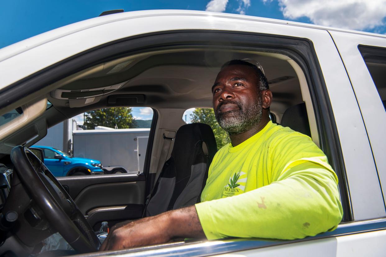 Stephen Smith in his work truck August 16, 2023.