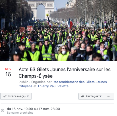 Un évènement Facebook prévoit une manifestation sur les Champs-Elysées