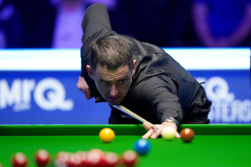 Ronnie O’Sullivan is in action at the Crucible (PA Wire)