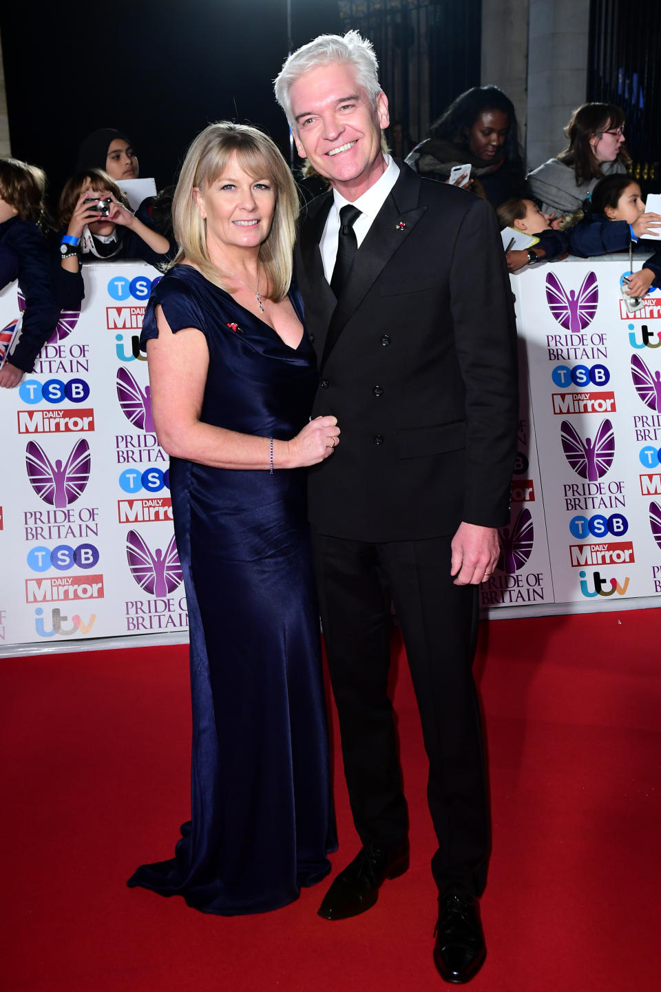 Phillip Schofield and his wife Stephanie attending The Pride of Britain Awards 2017, at Grosvenor House, Park Street, London. Picture Date: Monday 30 October. Photo credit should read: Ian West/PA Wire (Photo by Ian West/PA Images via Getty Images)