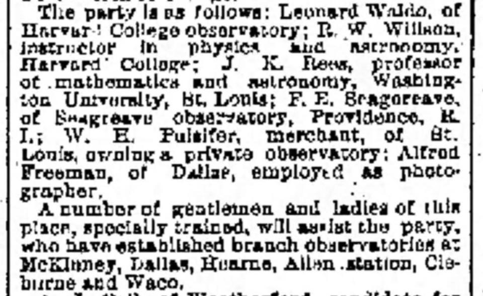 A dispatch from the Fort Worth Star-Telegram that appeared in the Galveston Daily News on July 28, 1878.