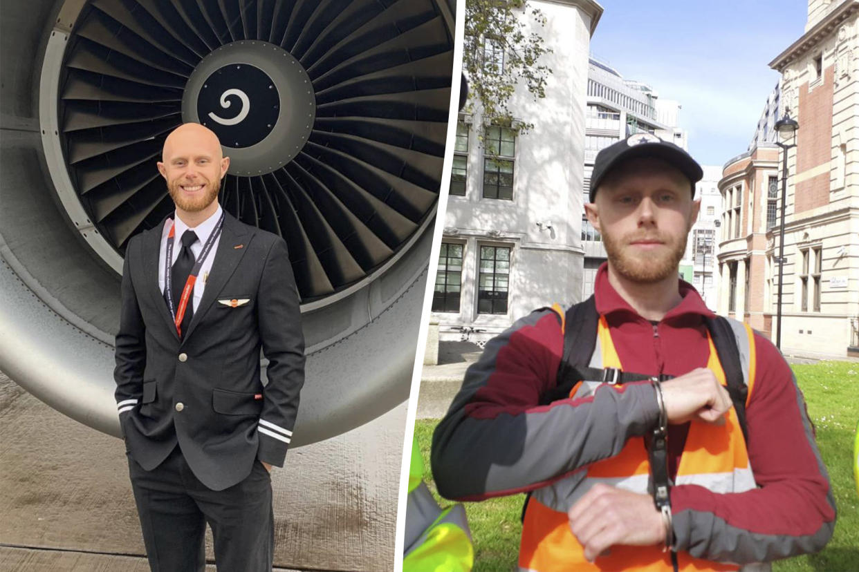 George Hibberd, 29, has quit his job as a pilot to join Just Stop Oil. (SWNS)