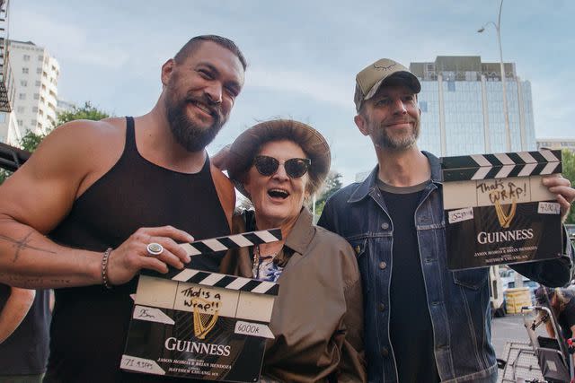 <p>Jason Roman</p> Jason Momoa with his mom, Coni, on location in New Zealand for his Guinness commercial
