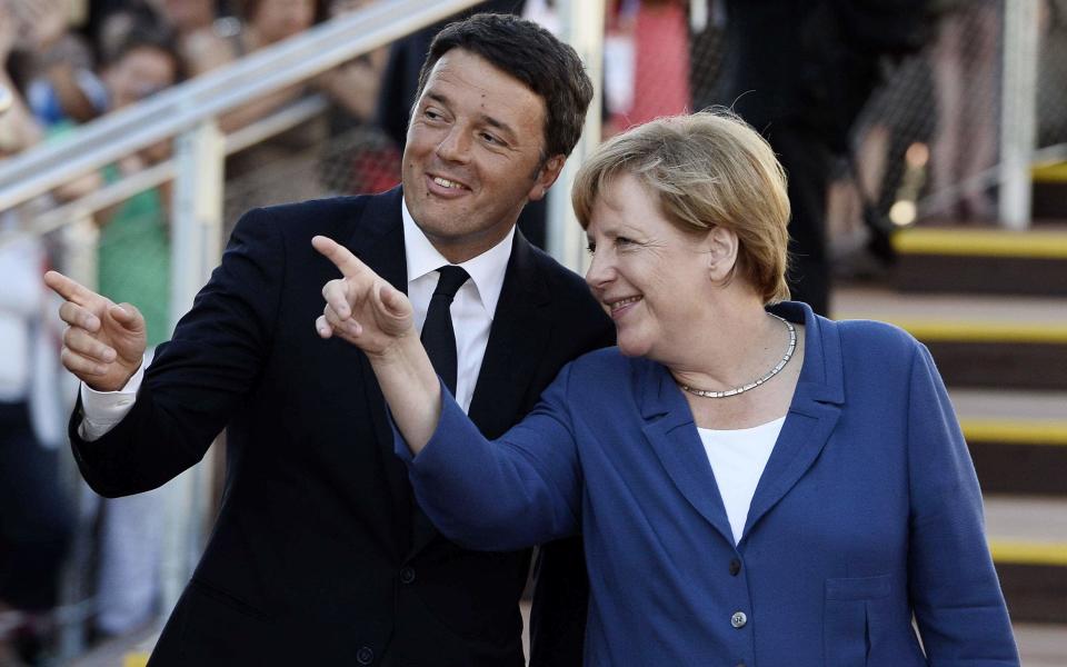 German Chancellor Angela Merkel and former Italian Prime Minister Matteo Renzi  - Credit: Barcroft Media