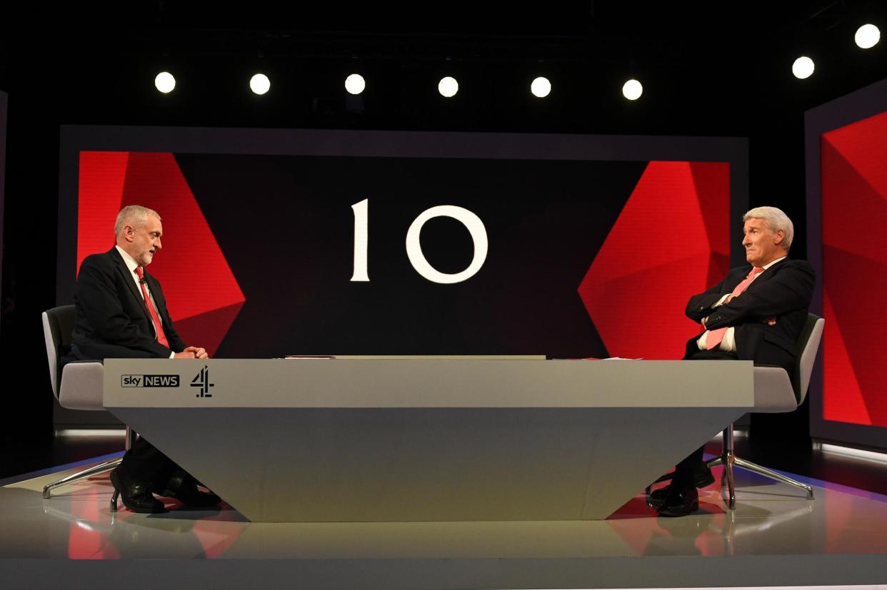 The Labour leader responded confidently to Jeremy Paxman’s questions in an election broadcast on Monday night: Getty