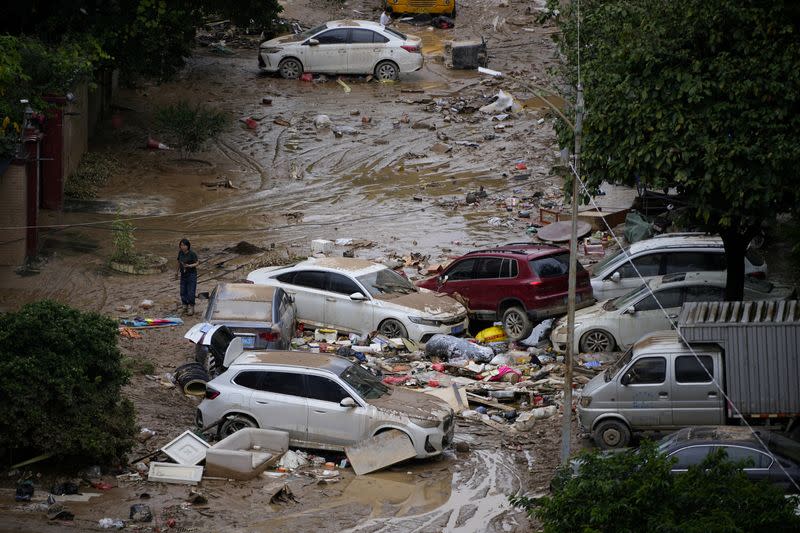 Aftermath of flooding in Dongguan