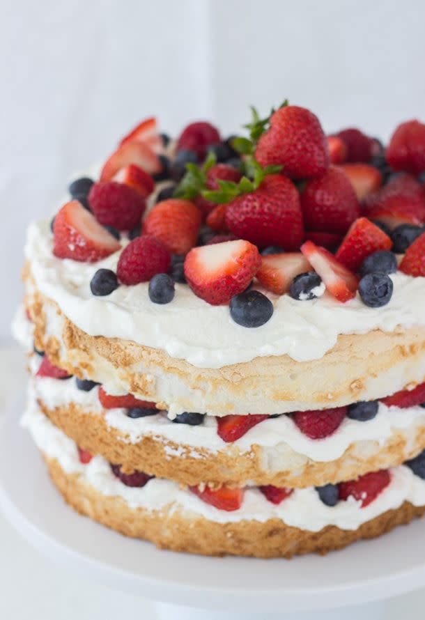 Angel Food Cake with Coconut Whipped Cream and Berries