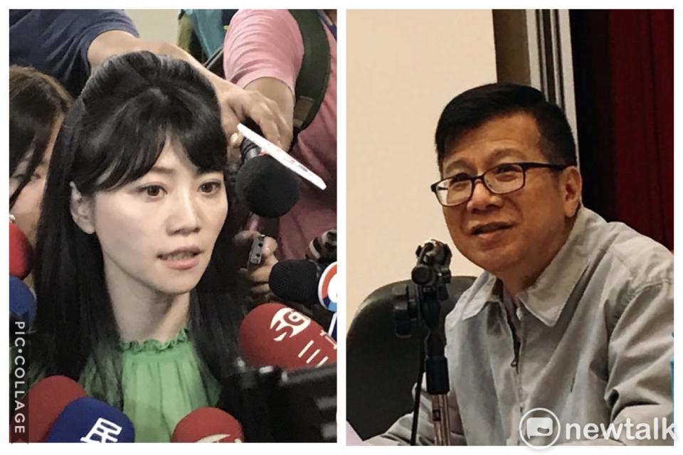 民進黨議員高嘉瑜（左）、新黨議員潘懷宗（右）因擔任民代又主持節目，引發政媒兩棲爭議。   圖：新頭殼合成照