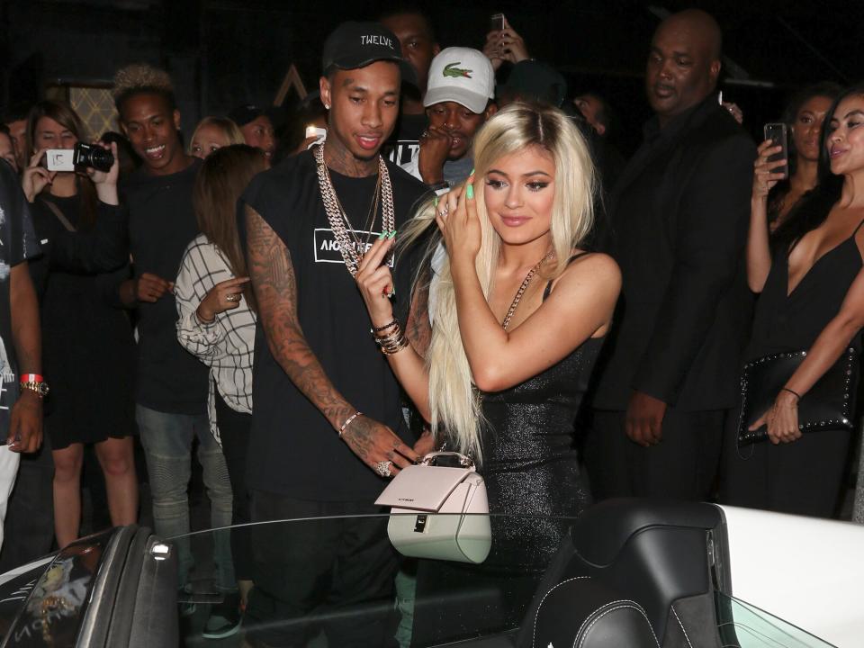 Tyga and Kylie Jenner are seen on August 09, 2015 in Los Angeles, California