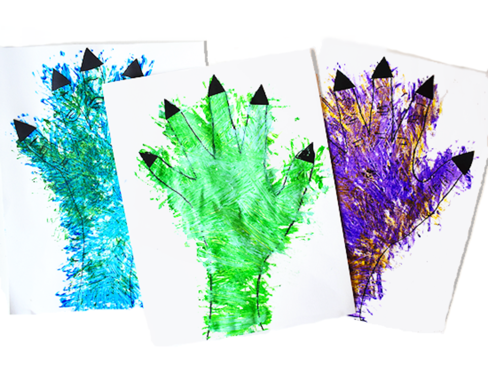 painted monster hands halloween crafts for kids (Our Kid Things )