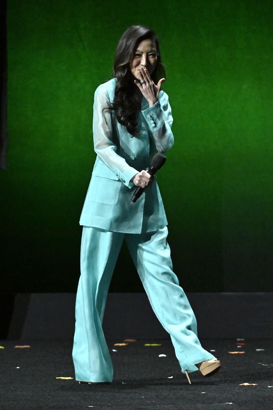 las vegas, nevada april 10 michelle yeoh appears onstage during the universal pictures and focus features presentations during cinemacon 2024 at the colosseum at caesars palace on april 10, 2024 in las vegas, nevada photo by david beckerwireimage