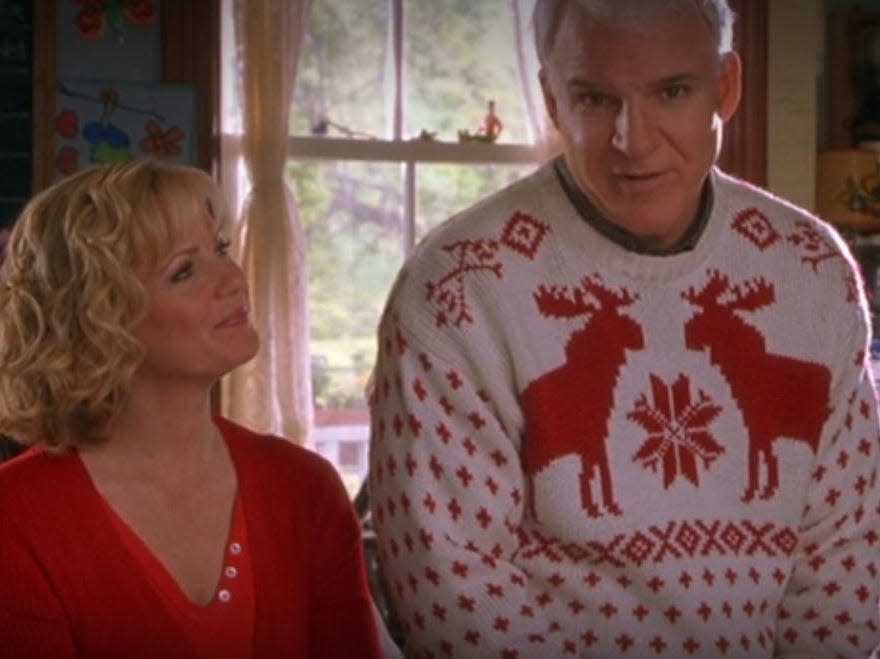 steve martin looking at the camera in a scene from cheaper by the dozen