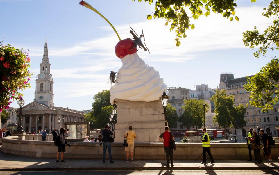 British artist, Heather Phillipson, had her sculpture The End installed on the fourth plinth until 2022