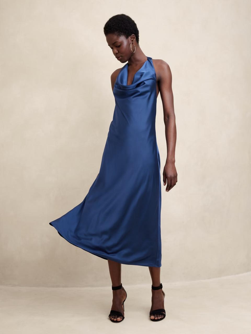 Banana Republic Factory Satin Halter-Neck Midi Dress