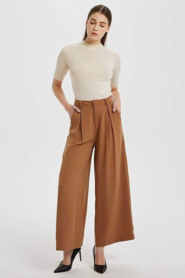 MIROL Women's Wide Leg Palazzo Pants Elastic High Waist Trousers Comfy Work  Suit Pants with Pockets : : Clothing, Shoes & Accessories