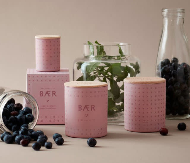 <p><a rel="nofollow noopener" href="http://skandinavisk-usa.com/collections/scented-candles/products/baer-scented-candles-berry" target="_blank" data-ylk="slk:Bær Scented Candle (Berry);elm:context_link;itc:0;sec:content-canvas" class="link "><u>Bær Scented Candle (Berry)</u></a>, $48.</p>