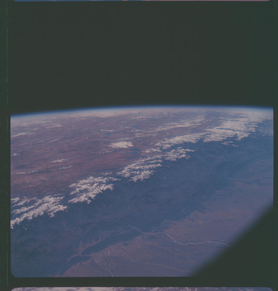 Apollo 7 Hasselblad image from film magazine 11/P - Earth Orbit