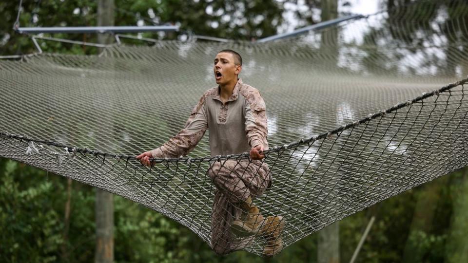 A recruits trains in FROGs at Marine Corps Recruit Depot Parris Island, S.C., on Sept. 27, 2023. (Lance Cpl. Ava Alegria/Marine Corps)
