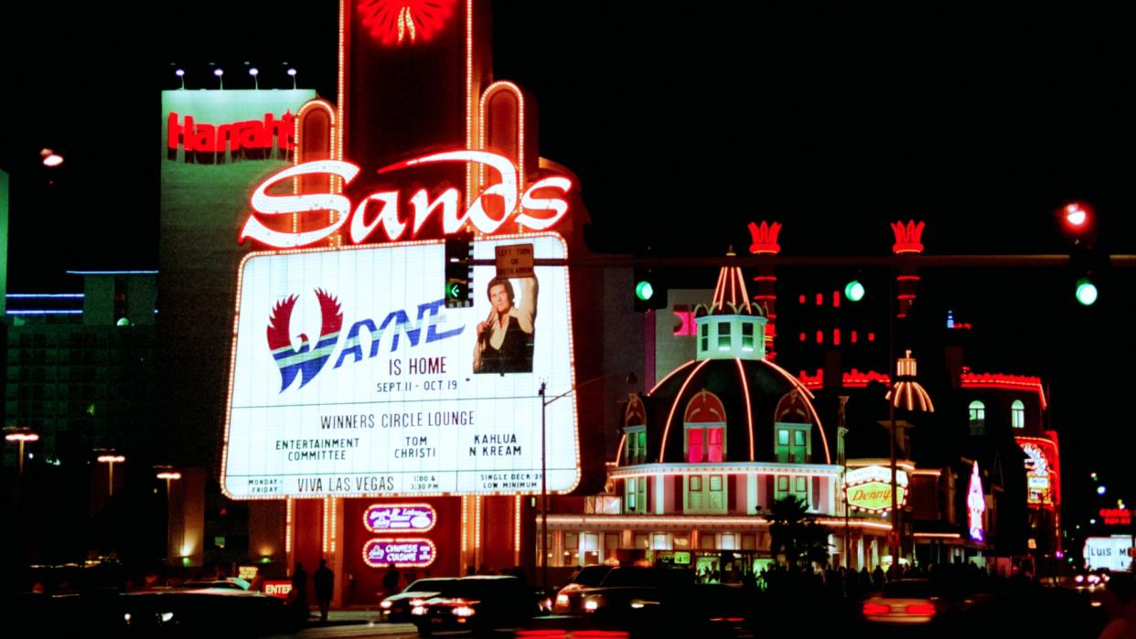 Las Vegas, USA - Sept 16, 1994: View of the famous Las Vegas Boulevard  at night.