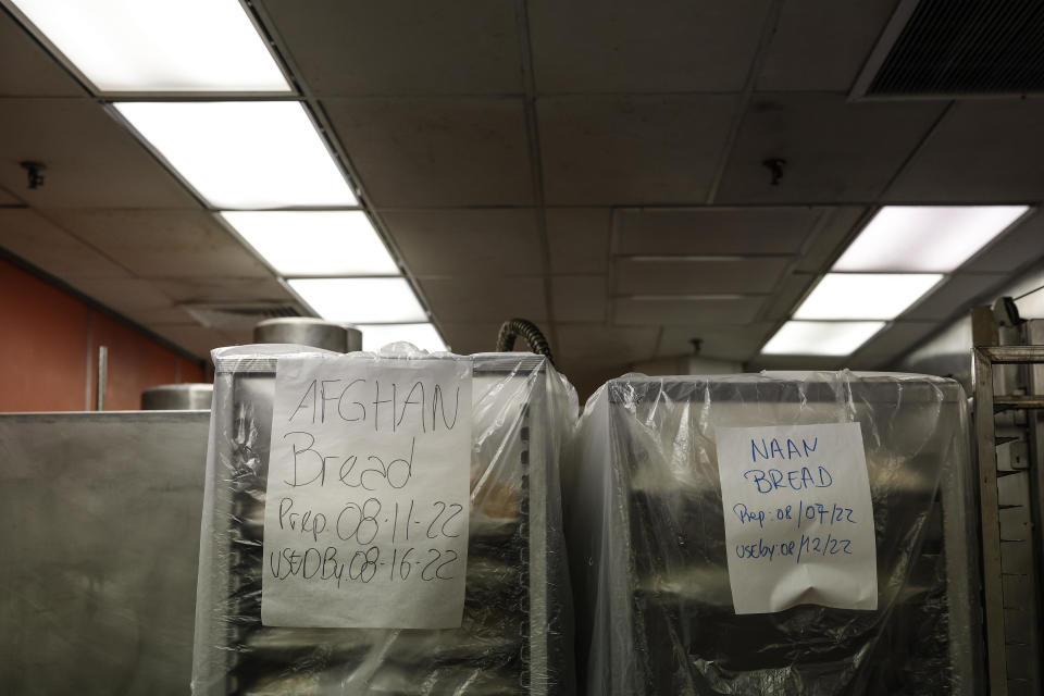 Trays hold bread in the kitchen of the National Conference Center (NCC), which in recent months has been redesigned to temporarily house Afghan nationals on August 11, 2022 in Leesburg, Virginia.  / Credit: Getty Images