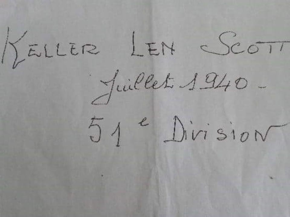 Piece of paper with soldier's name