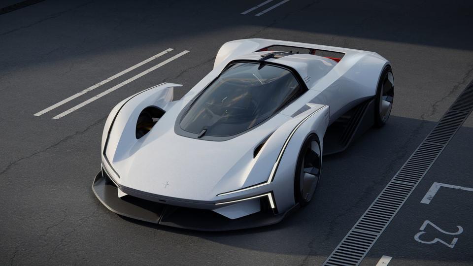 a white sports car on a road